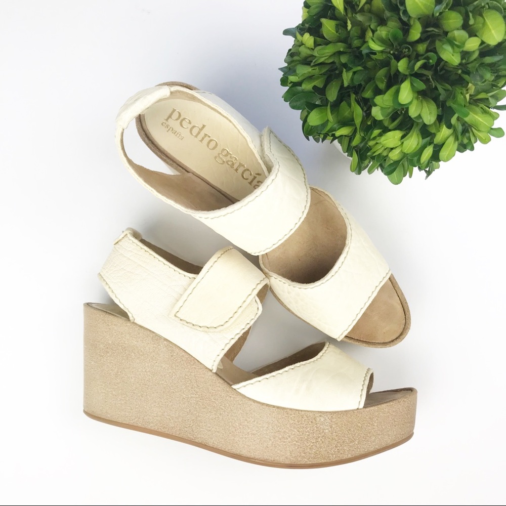 Pedro Garcia Strap Ankle Leather Wedges  Size 9